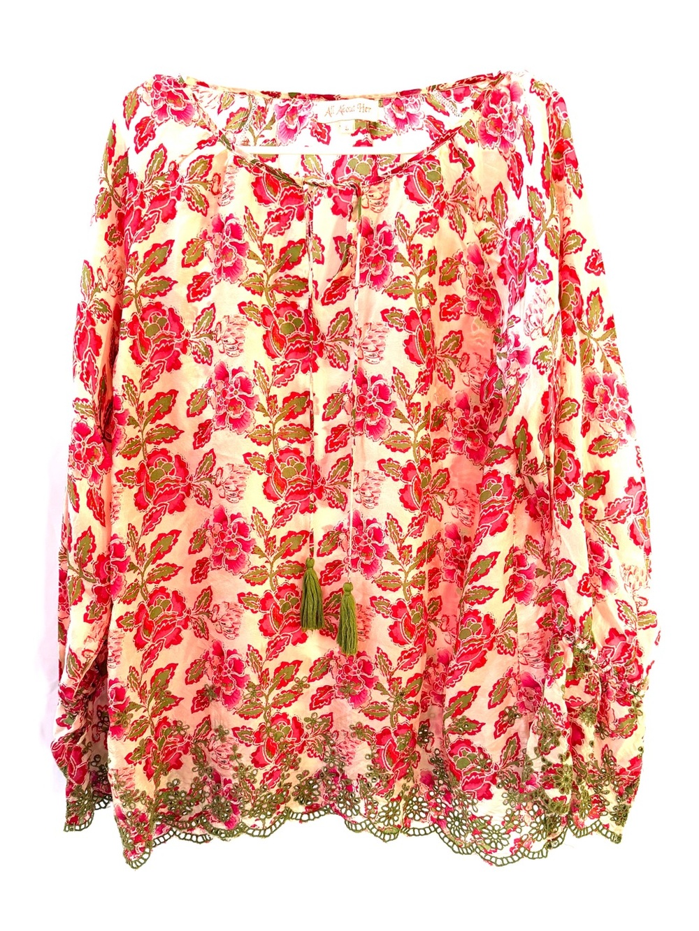 All About Her Peasant Top - Pink Floral Cupro